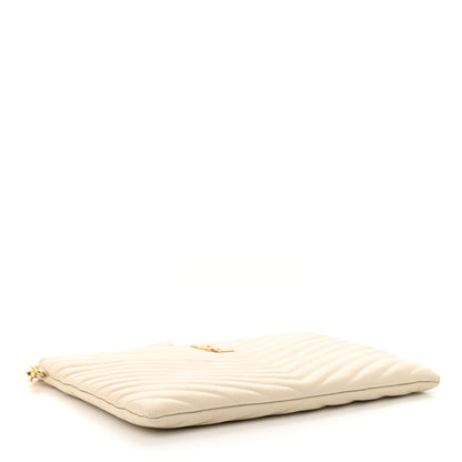 Saint Laurent Calfskin Matelasse Monogram Cassandre Tablet Pouch Sea Salt 4 of 10