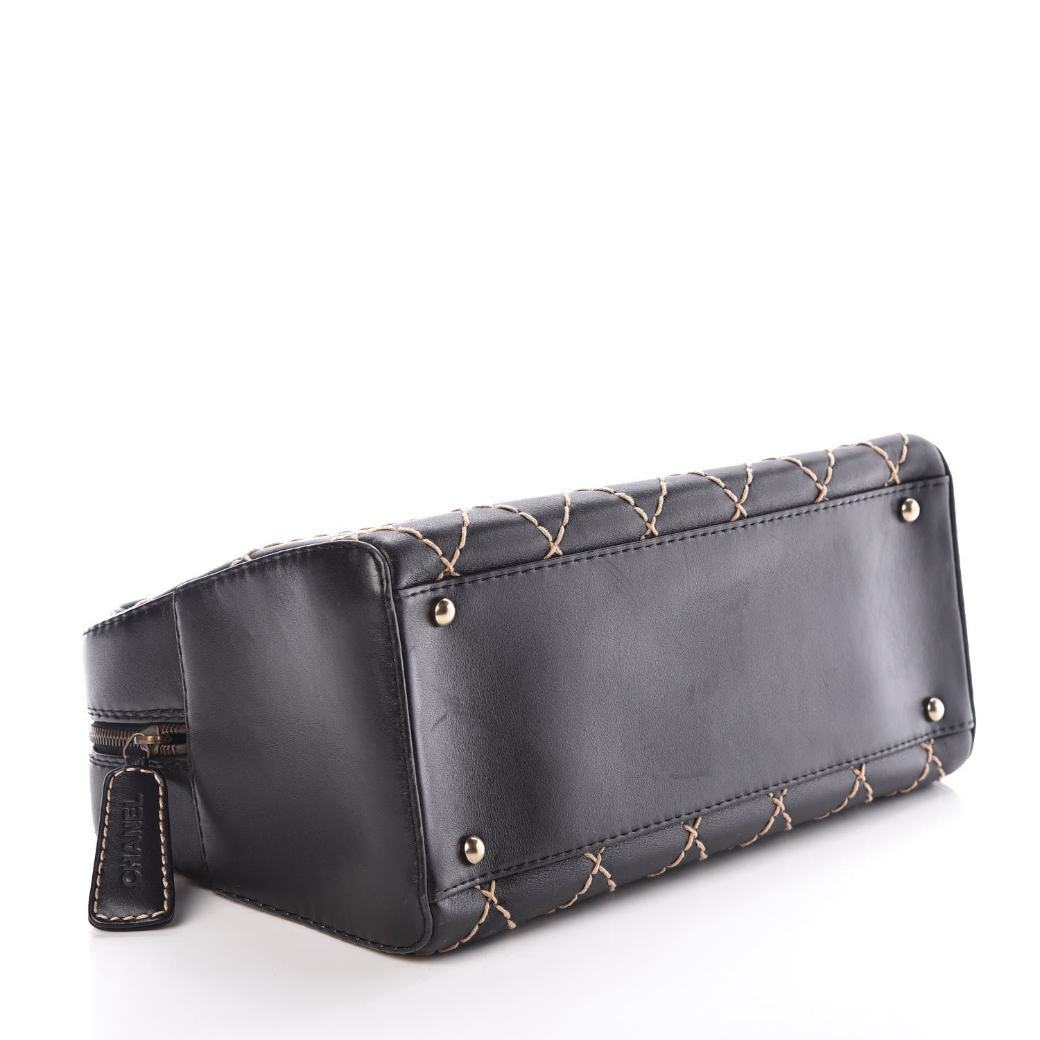 Chanel Calfskin Wild Stitch Top Handle Bag Black 4 of 9