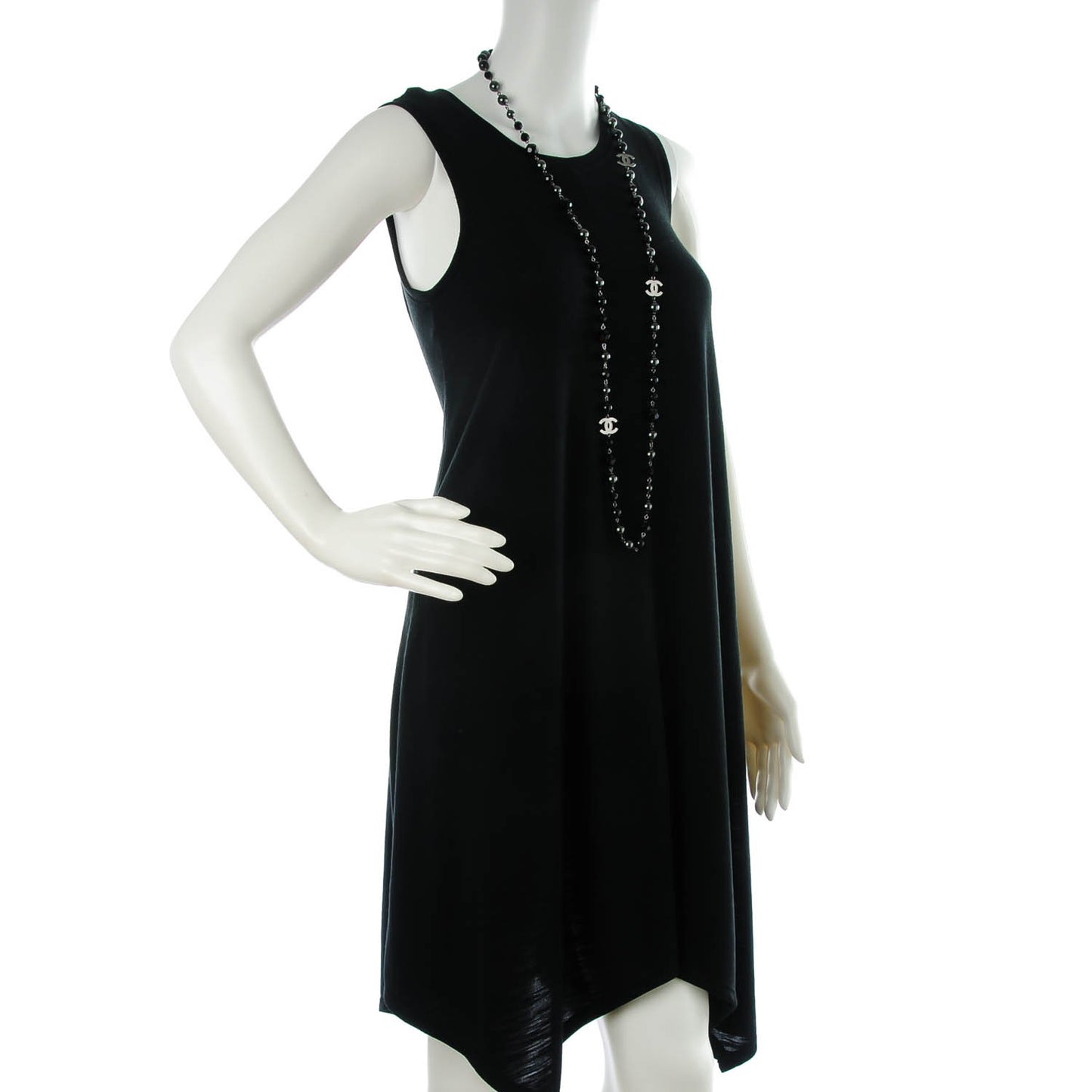 Ruthenium Beaded CC Long Necklace Black