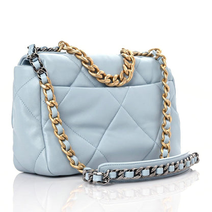 Chanel Lambskin Quilted Medium Chanel 19 Flap Light Blue 3 of 10