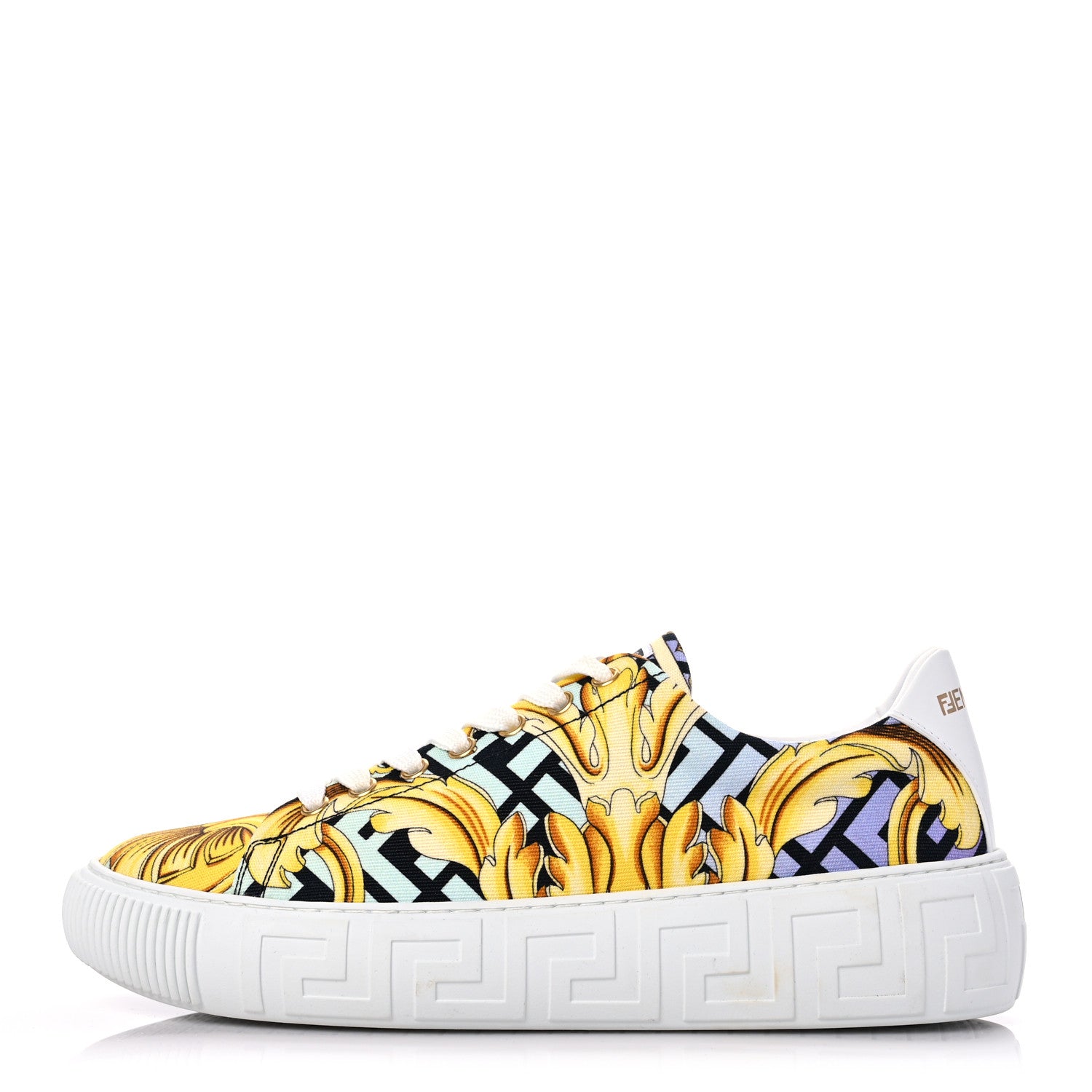 Versace X FENDI Fabric FF Baroque Fendace Greca Sneakers 40 Gold Multicolor 1 of 9