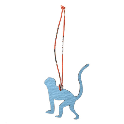 Hermes Togo Epsom Petit H Monkey Bag Charm Bleu Paradis Sanguine 1 of 4