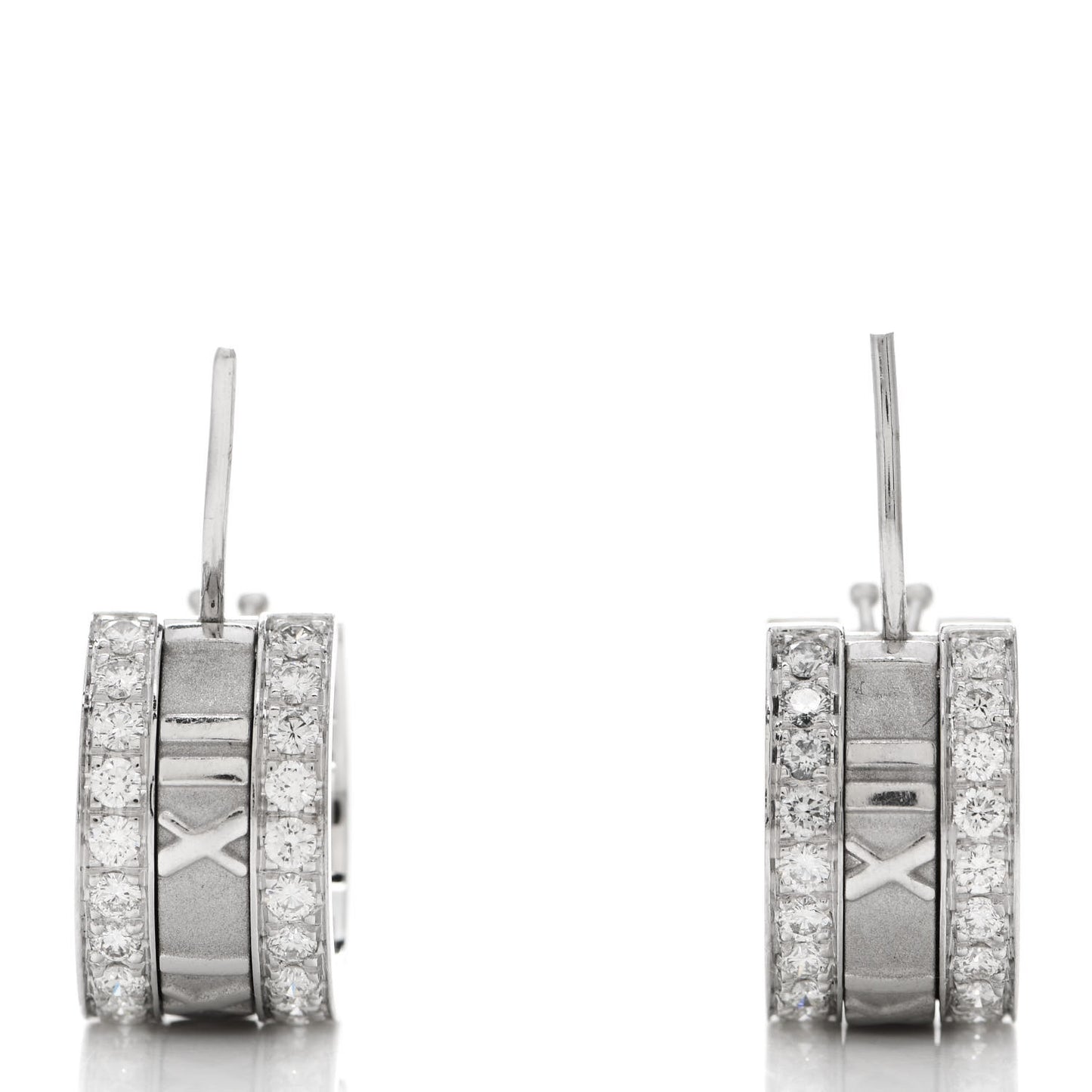 18K White Gold Diamond Atlas Hoop Earrings