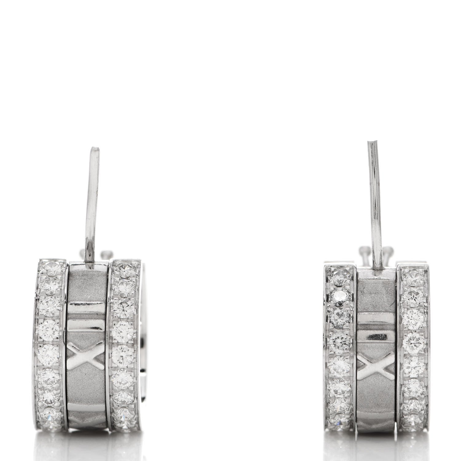 Tiffany 18K White Gold Diamond Atlas Hoop Earrings 3 of 5