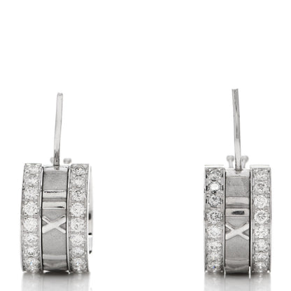 Tiffany 18K White Gold Diamond Atlas Hoop Earrings 3 of 5