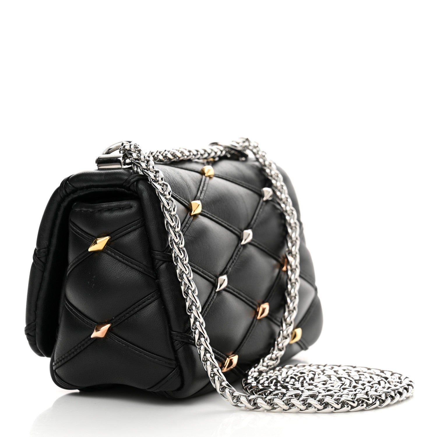 Louis Vuitton Lambskin Malletage Studs Pico GO-14 Black 3 of 9