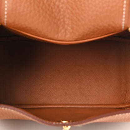 Hermes Taurillon Clemence Mini Lindy 20 Gold 5 of 9
