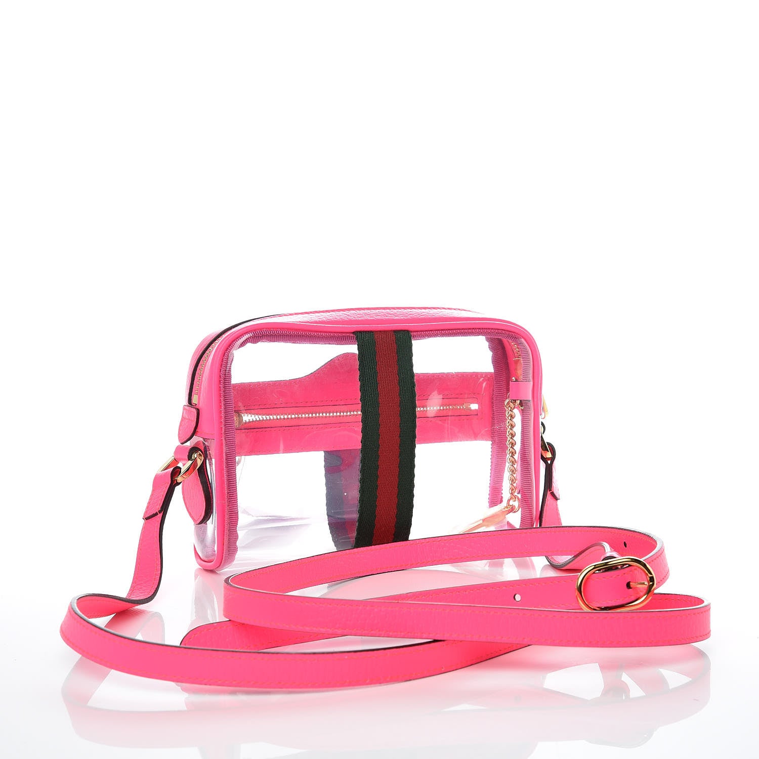 Gucci Vinyl Web Mini Ophidia Transparent Shoulder Bag Fluorescent Fuchsia 4 of 9