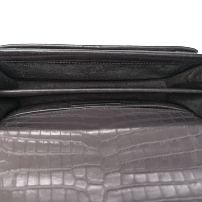 Saint Laurent Calfskin Crocodile Embossed Medium Monogram Sunset Fog 4 of 9