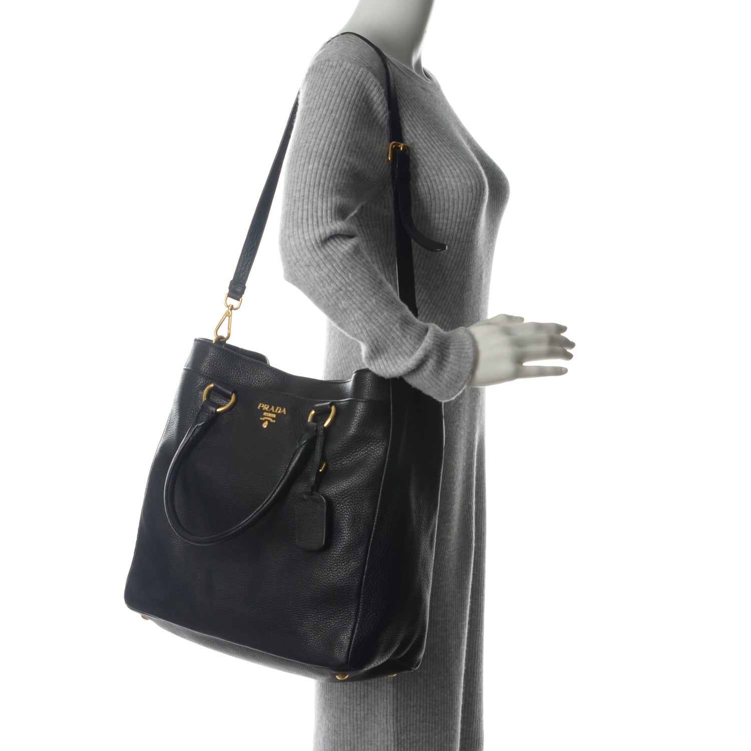 Prada Vitello Daino Tote Nero Black 2 of 8