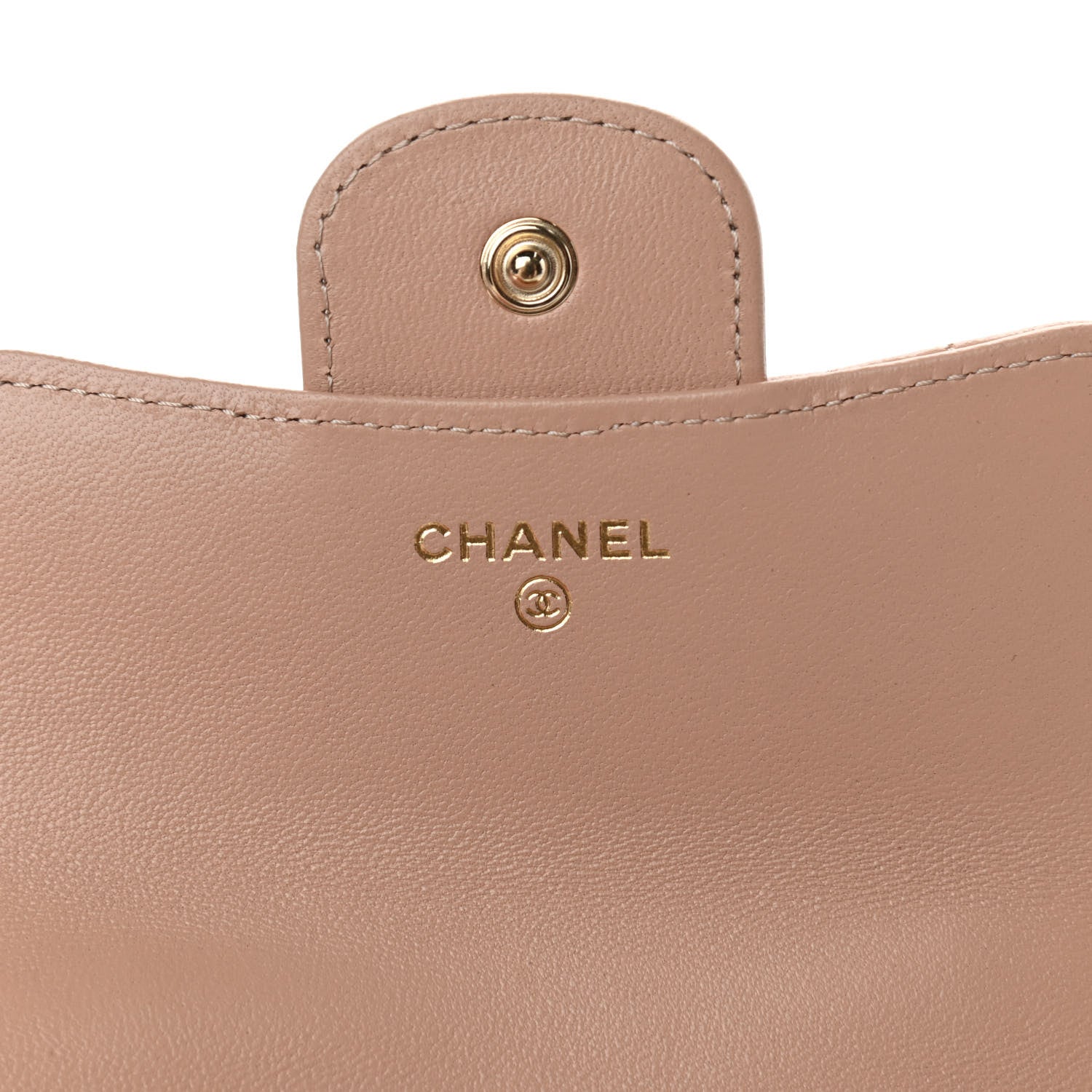 Chanel Lambskin Quilted Top Handle Flap Coin Purse With Chain Beige 6 of 13