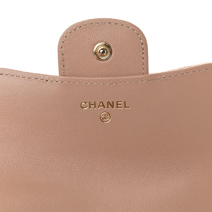 Chanel Lambskin Quilted Top Handle Flap Coin Purse With Chain Beige 6 of 13