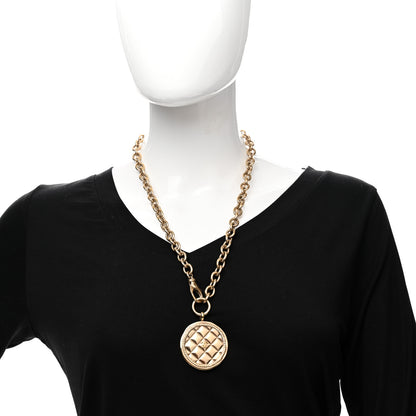 Chanel Quilted CC Pendant Chain Necklace Light Gold 1 of 5