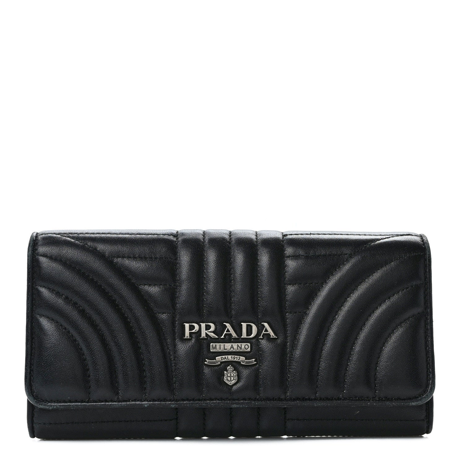 Prada Soft Calfskin Diagramme Continental Wallet Black 1 of 13