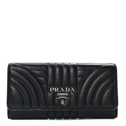 Prada Soft Calfskin Diagramme Continental Wallet Black 1 of 13