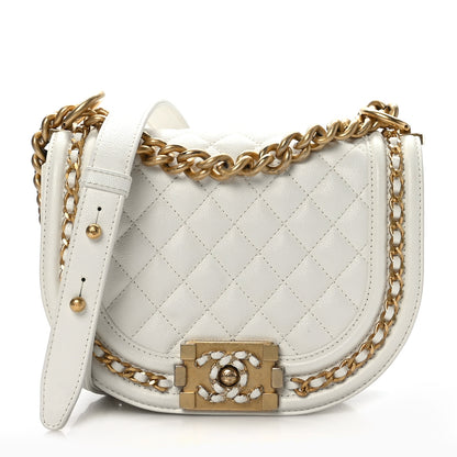 Chanel Caviar Quilted Small Chain Around Boy Messenger Bag White 1 of 9