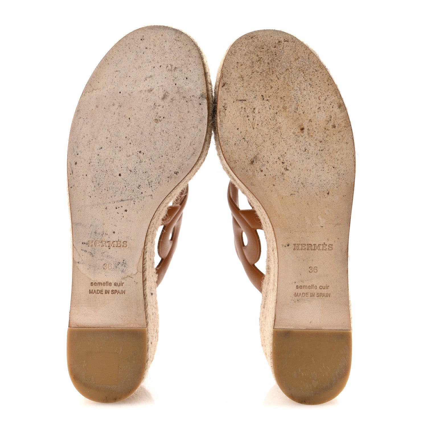 Hermes Nappa Ithea Espadrille Wedge Sandals 36 Naturel 6 of 10