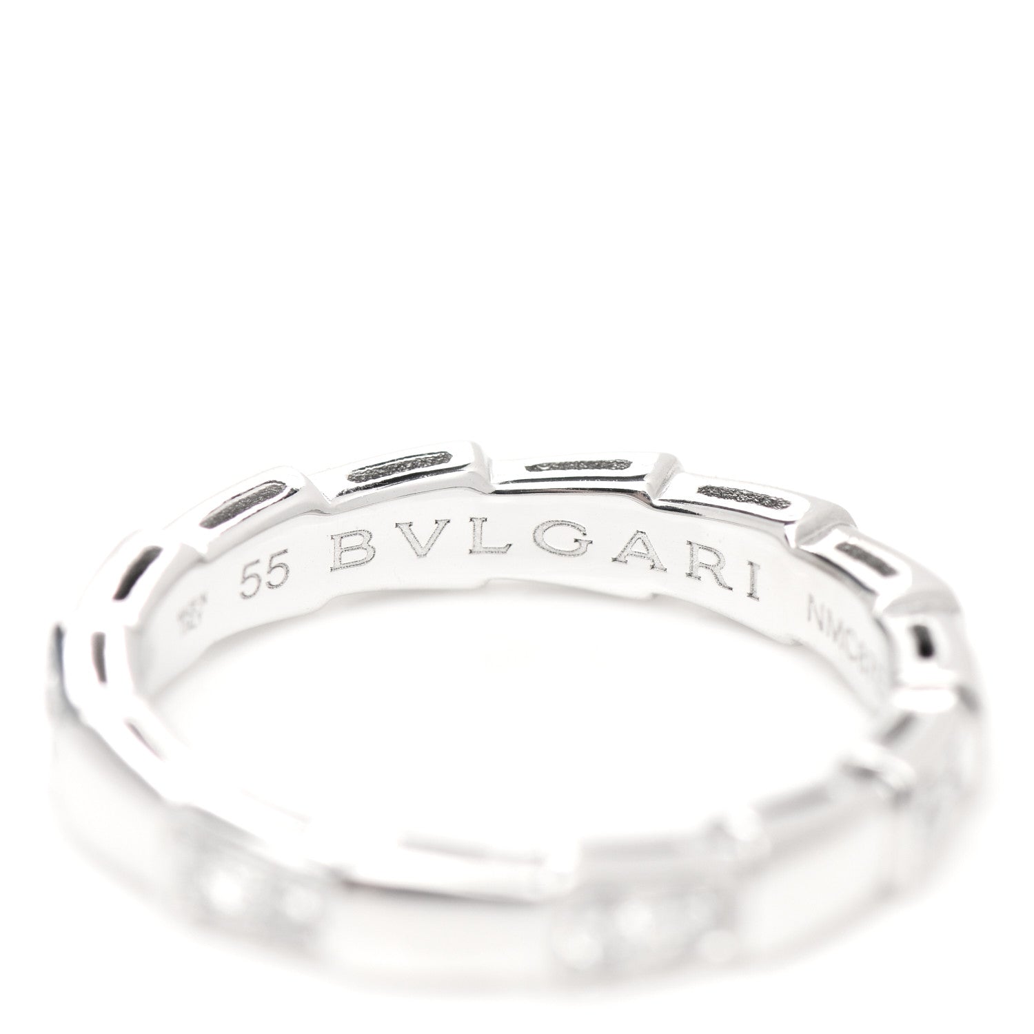 Bulgari 18K White Gold Diamond Serpenti Viper Band Ring 55 7.25 4 of 7