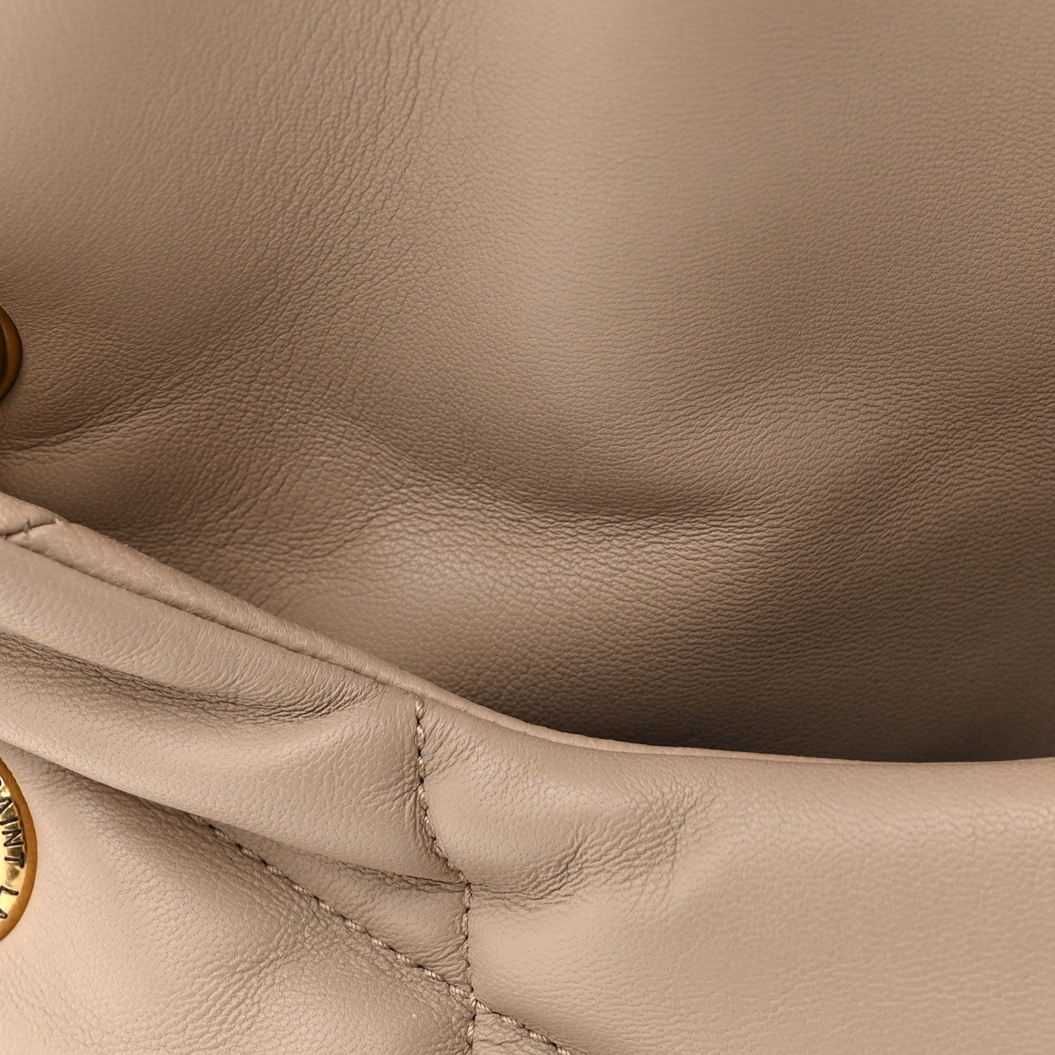 Saint Laurent Lambskin Quilted Small Loulou Puffer Monogram Chain Satchel Dark Beige 13 of 13