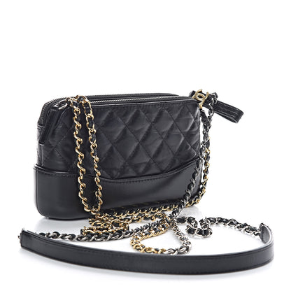 Chanel Aged Calfskin Quilted Small Gabrielle Clutch With Chain Black 3 of 12