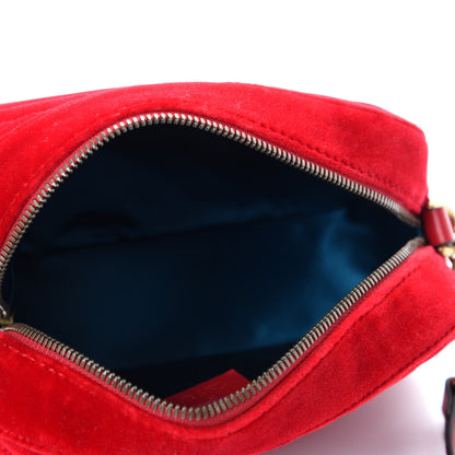 Gucci Velvet Matelasse Small GG Marmont Chain Shoulder Bag Hibiscus Red 5 of 11
