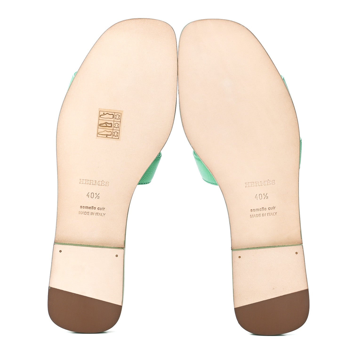 Hermes Epsom Oran Sandals 40.5 Vert Pomme 5 of 9