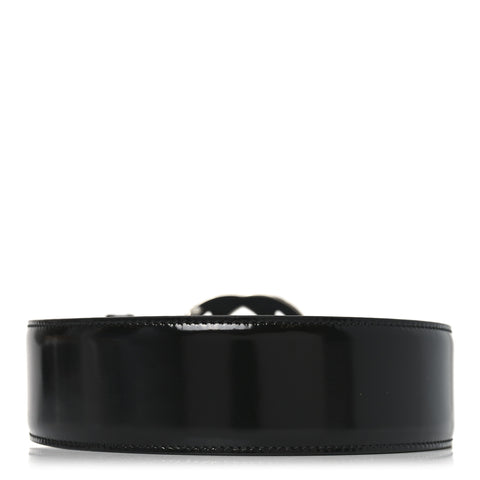 Glass Calfskin Interlocking G Belt 95 38  Black