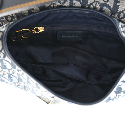 Christian Dior Monogram Double Saddle Bag Navy Blue 4 of 9