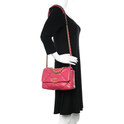 Chanel Lambskin Quilted Medium Chanel 19 Flap Dark Pink 2 of 10