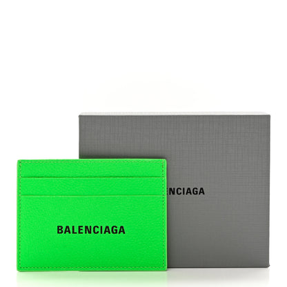 Balenciaga Grained Calfskin Logo Cash Card Holder Fluo Green Black 8 of 8