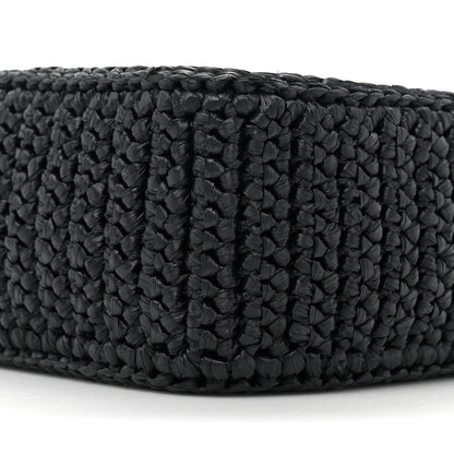Prada Yarn Raffia Effect Crochet Re-Edition 2005 Shoulder Bag Black 7 of 8