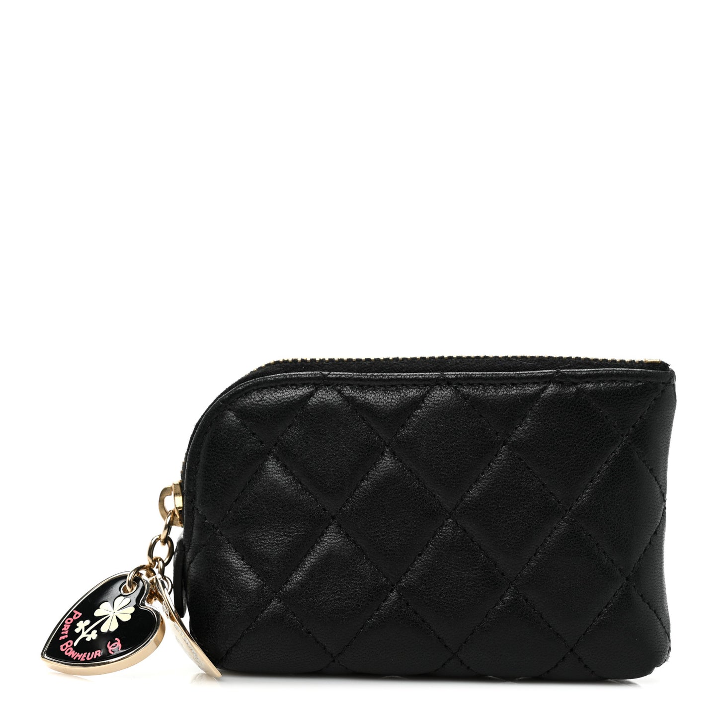 Lambskin Quilted Valentine Key Holder Case Black