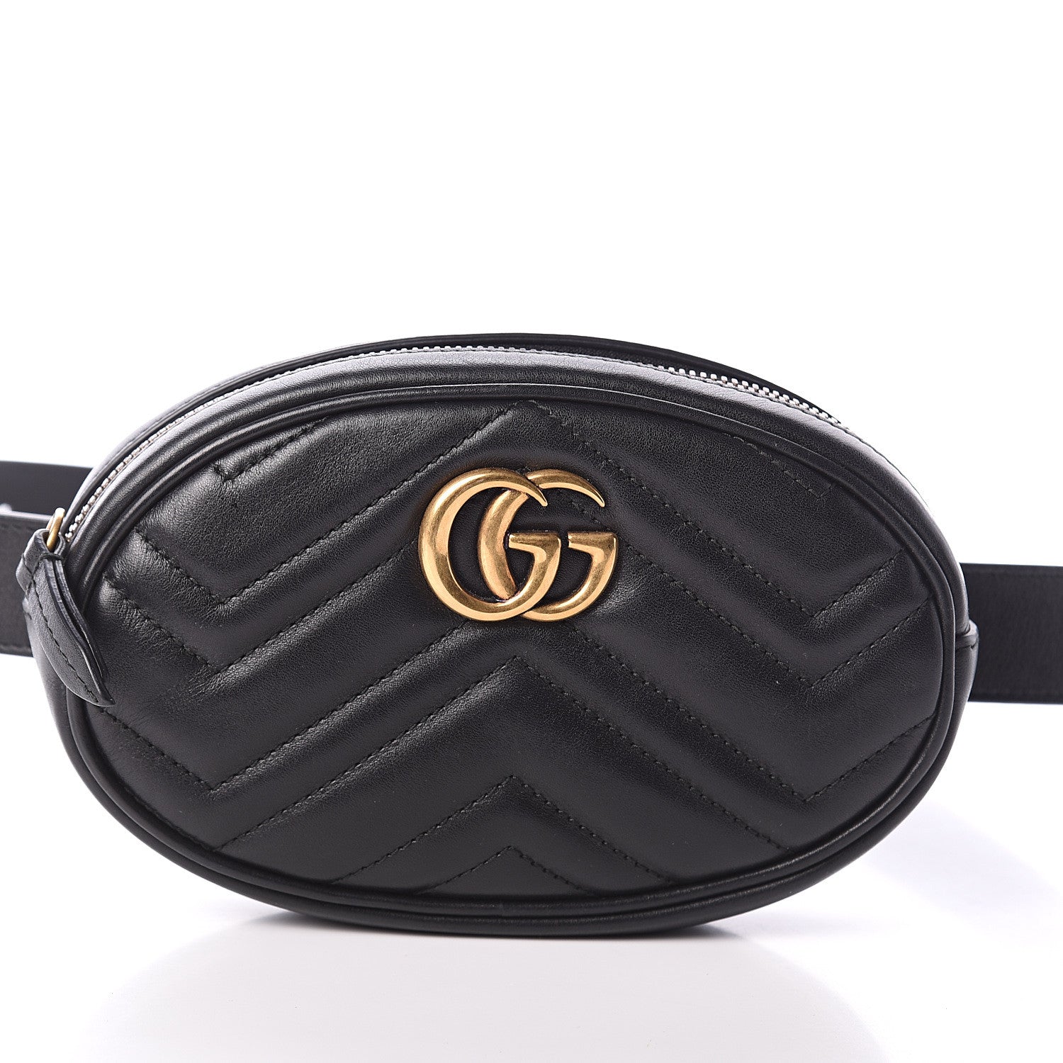 Gucci Calfskin Matelasse GG Marmont Belt Bag 85 34 Black 6 of 8