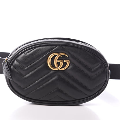 Gucci Calfskin Matelasse GG Marmont Belt Bag 85 34 Black 6 of 8