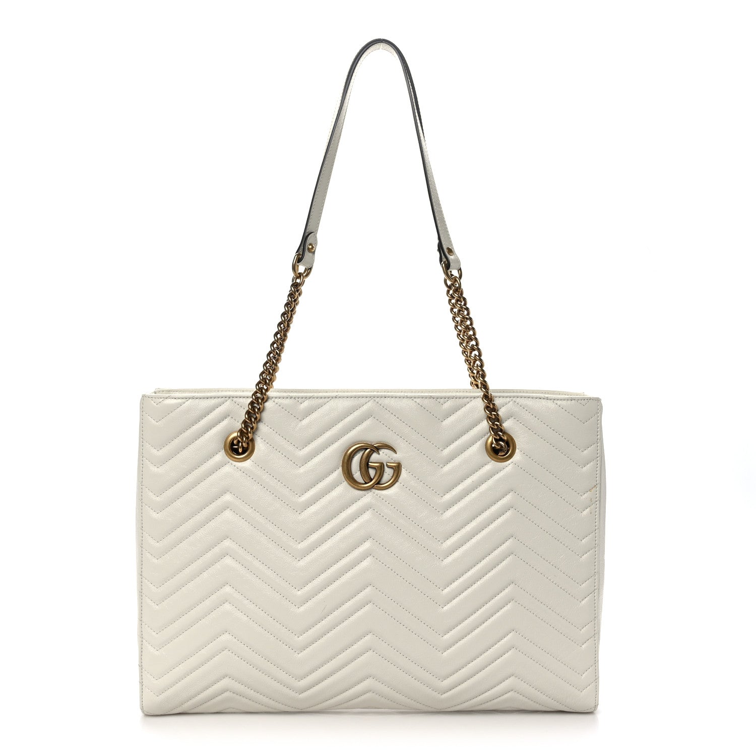 Gucci Vintage Calfskin Matelasse Medium GG Marmont Slim Tote White 1 of 10