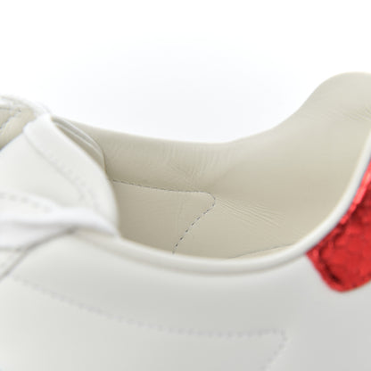 Gucci Calfskin Ayers Bee Embroidered Womens Ace Sneakers 37.5 White Green 9 of 16