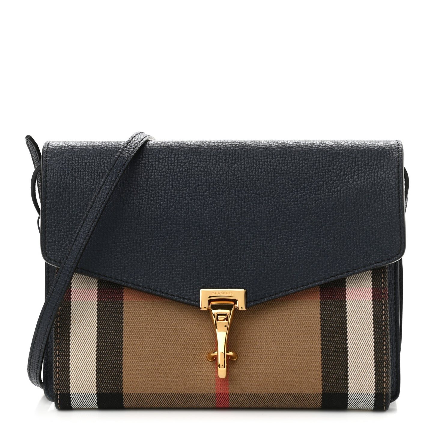 Derby Calfskin House Check Small Macken Crossbody Bag Ink Blue