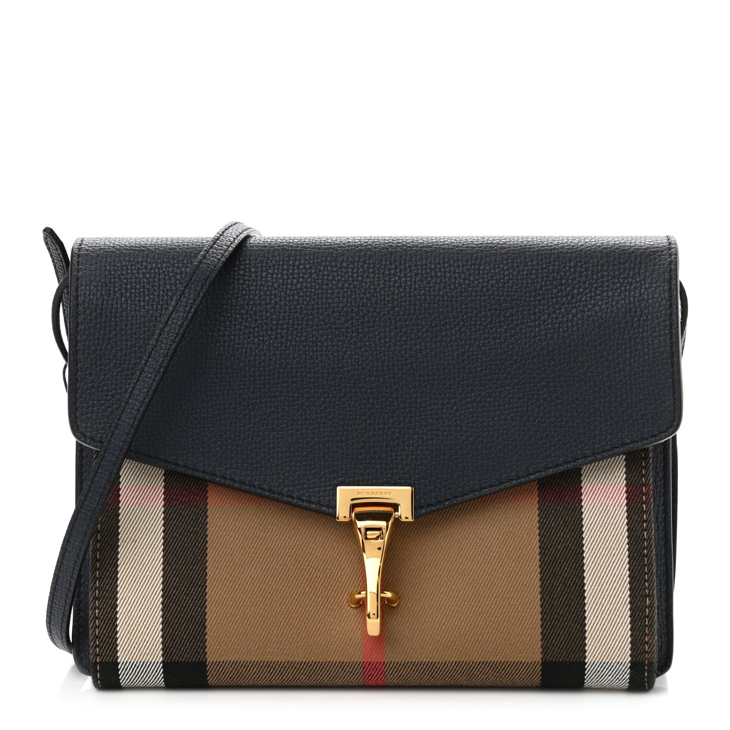 Burberry Derby Calfskin House Check Small Macken Crossbody Bag Ink Blue 1 of 12