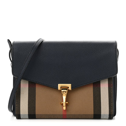 Burberry Derby Calfskin House Check Small Macken Crossbody Bag Ink Blue 1 of 12