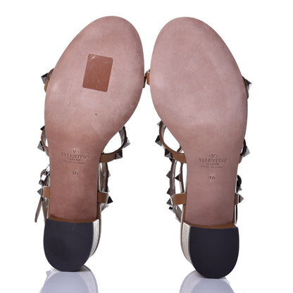 Valentino Garavani Calfskin Rockstud 60mm City Sandals 36 Saddle Brown 5 of 7