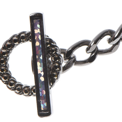 Chanel Metal Strass Enamel CC Chain Link Choker Necklace Dark Silver 5 of 8
