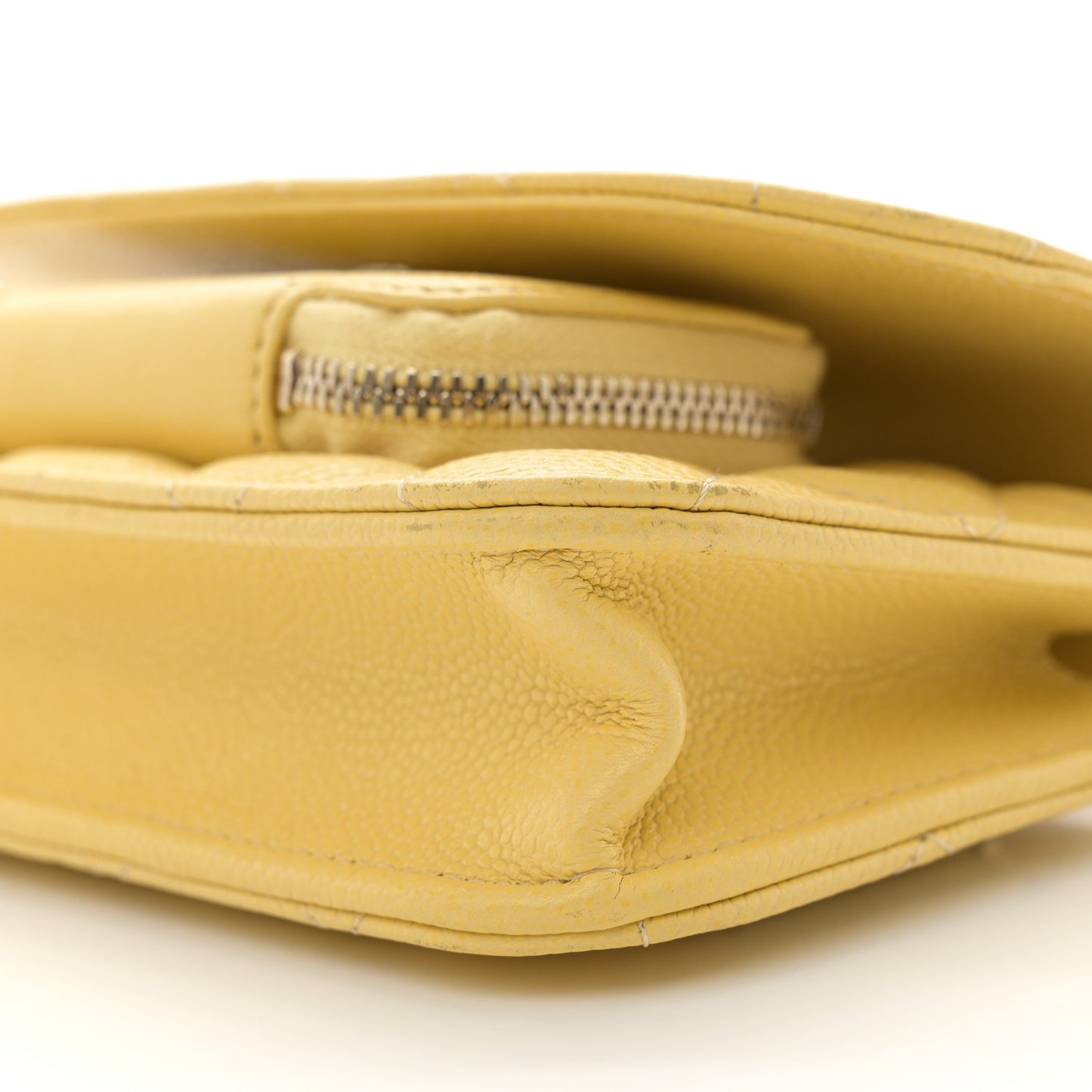 Caviar Quilted Business Affinity Clutch With Chain Flap Yellow