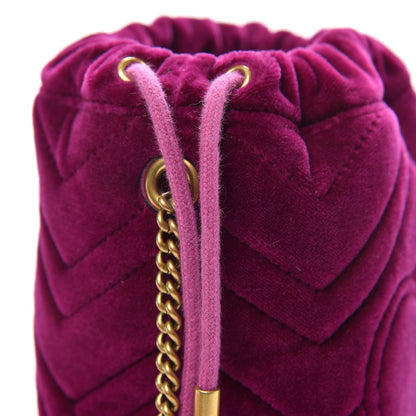 Gucci Velvet Matelasse Mini GG Marmont 2.0 Bucket Bag Fuchsia Violet Cyclamen 7 of 9