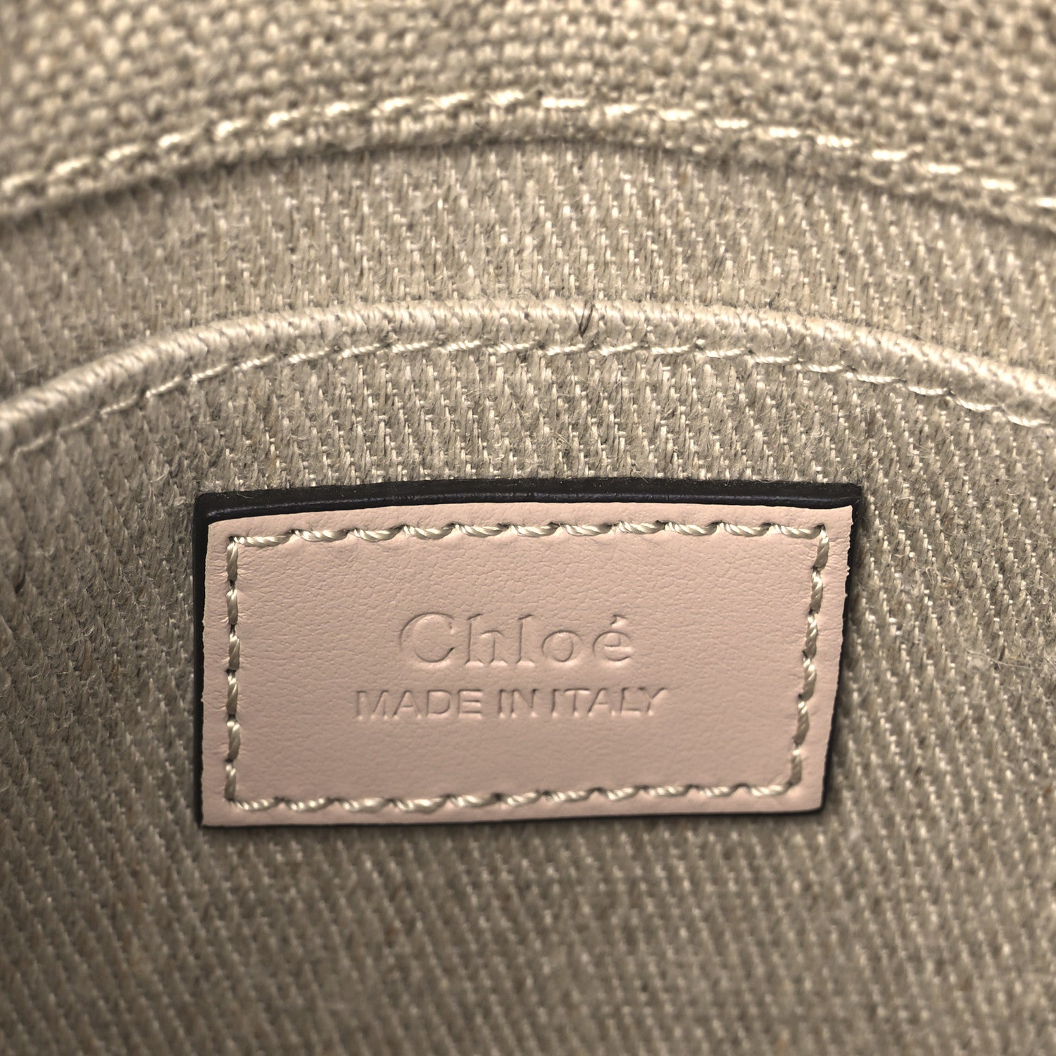 Chloe Linen Calfskin Mini Woody Ribbon Tote Cement Pink 6 of 11