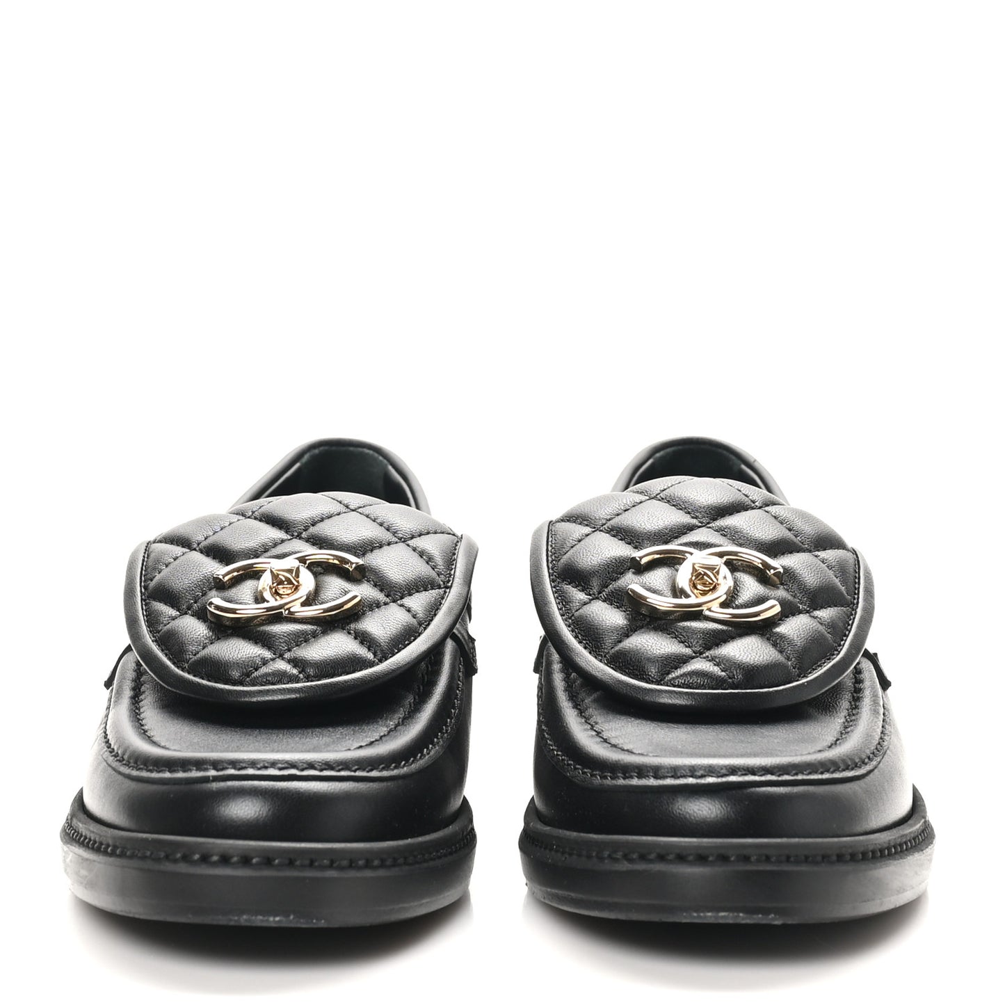 Lambskin Quilted CC Turnlock Loafers 37.5 Black