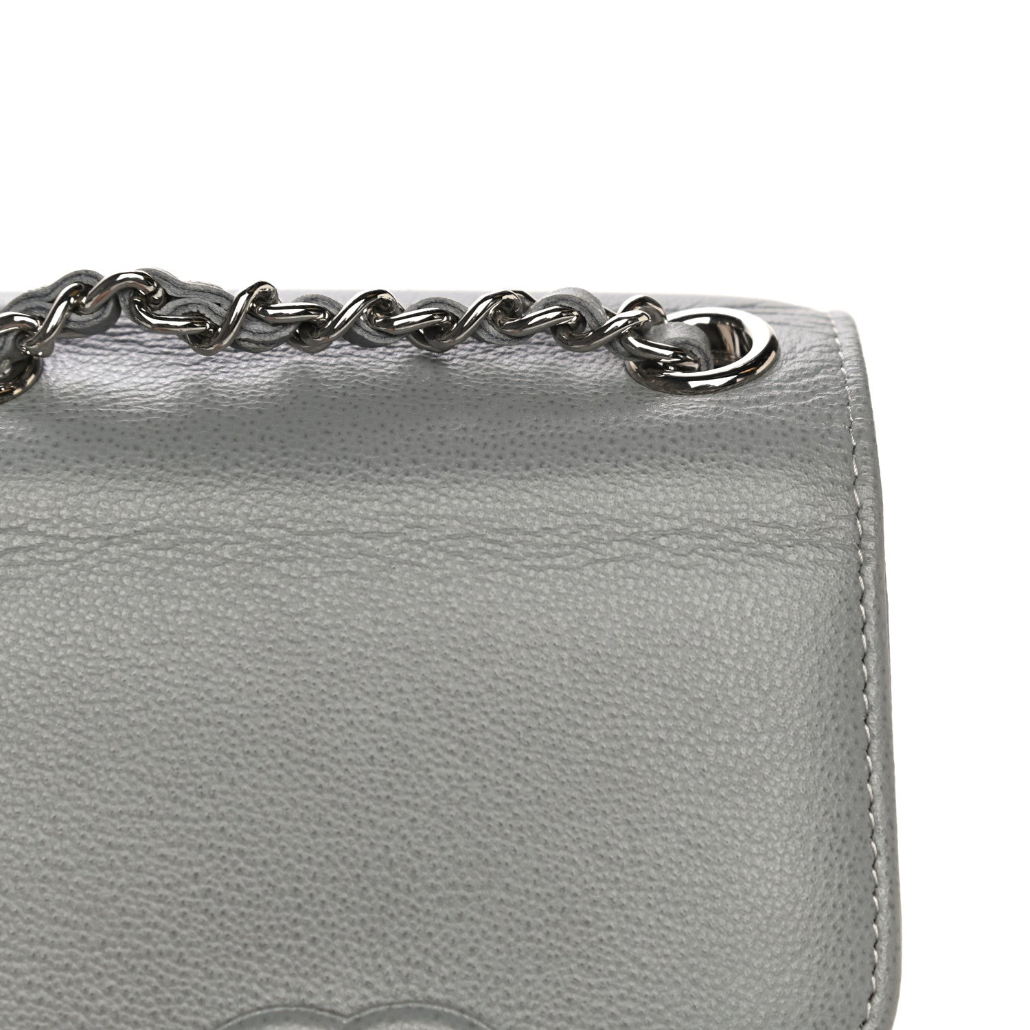 Chanel Grained Calfskin Quilted CC Box Clutch With Chain Grey 13 of 14