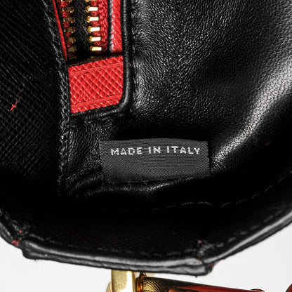 Prada Saffiano Turnlock Shoulder Bag Nero Black Fuoco 7 of 7