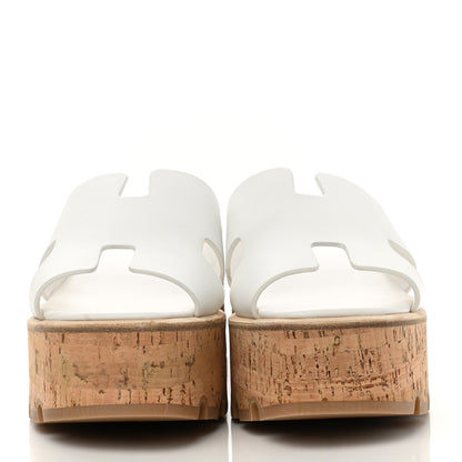 Hermes Calfskin Cork Eze 30 Sandals 37 White 2 of 9