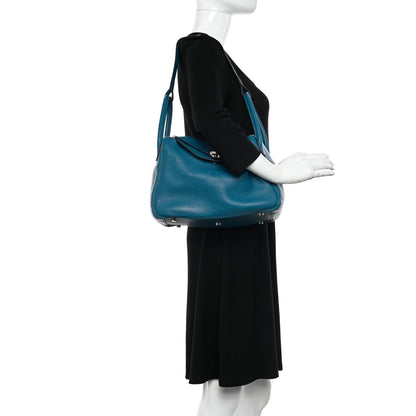 Hermes Taurillon Clemence Lindy 30 Bleu Paon 2 of 10