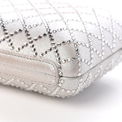 Chanel Iridescent Lambskin Crystal Quilted Clutch Silver 9 of 11